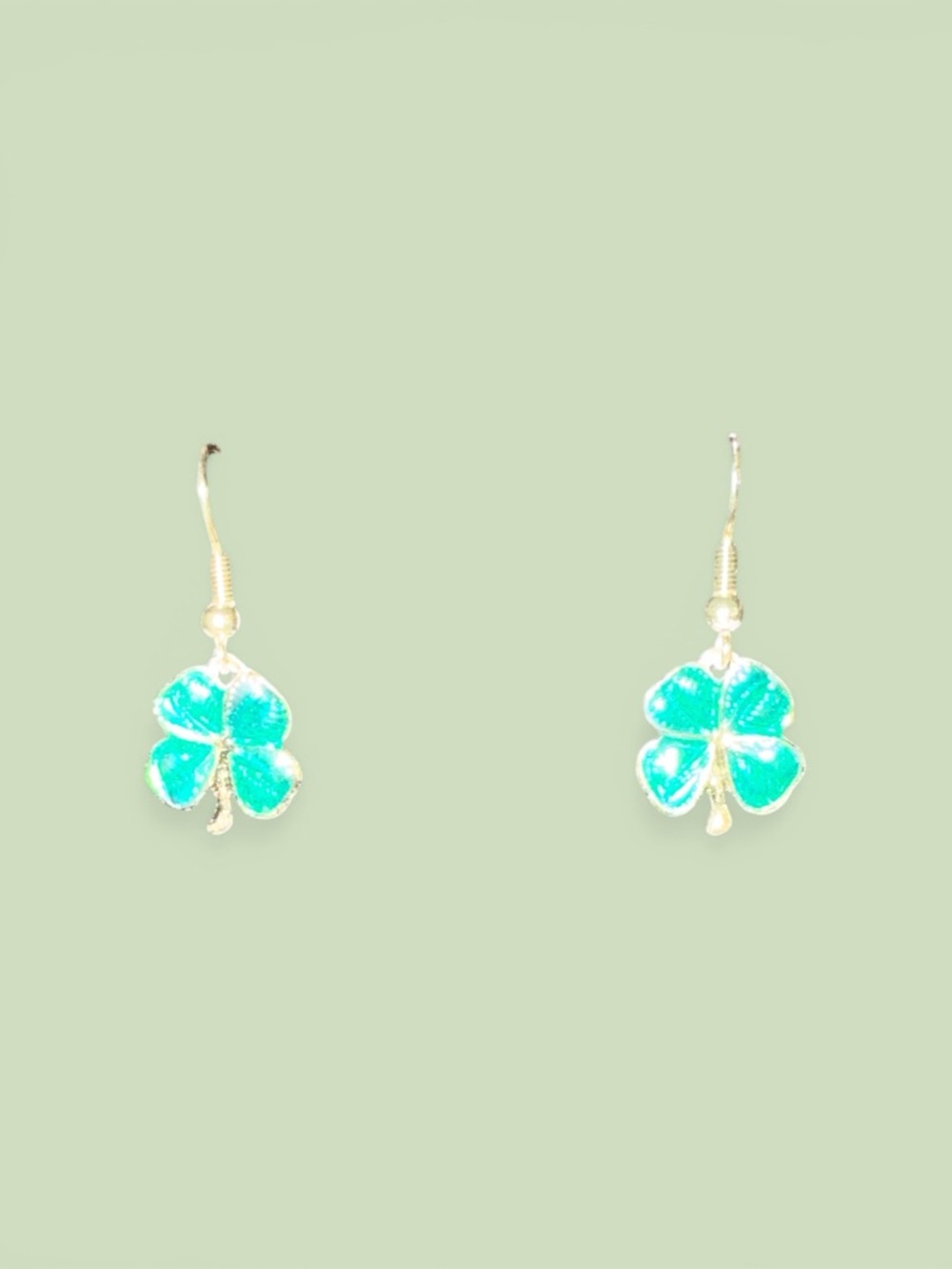 #364–❤️$5/$25❤️Gold-Tone Green Four-Leaf Clover Drop Earrings
